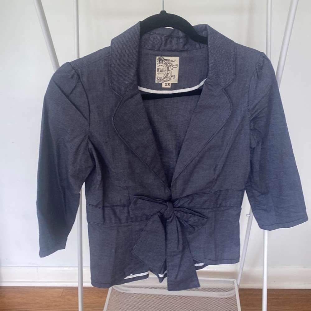 Tulle Tie Bow Front Jacket Size XS